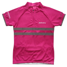 Bespoke Delivery Food Uniforms Kit Cycle Top,Cycling Wear with Zip Up Reflective Trims Back Pockets Moisture Wicking